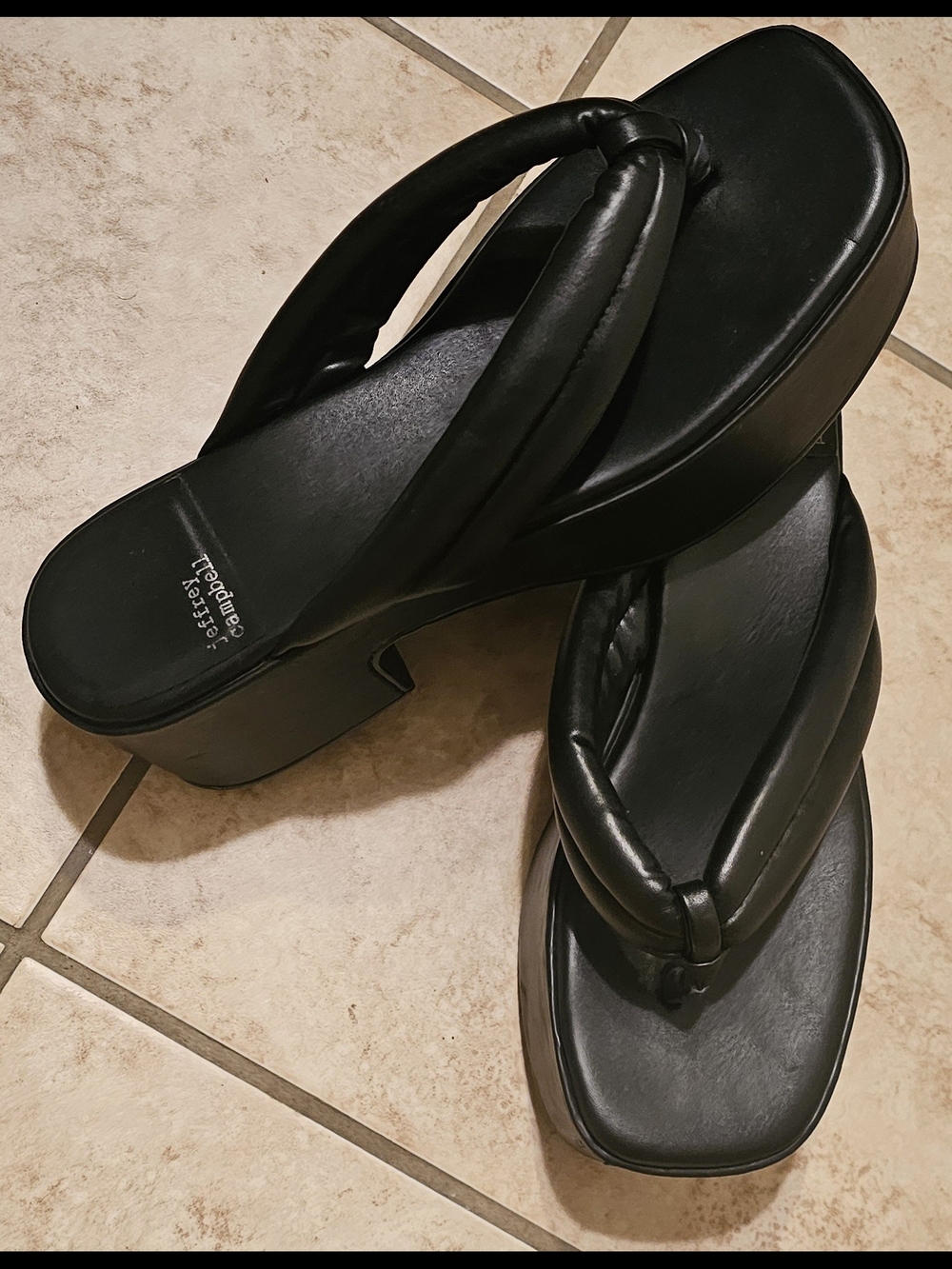Jeffrey Campbell Black Padded Thong Sandals - Picture 2 of 4